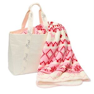 PINK Victoria's Secret Bling Tote Bag Set with Cozy Plush Blanket